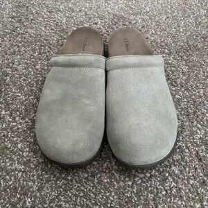 Gray Suede Slip-On Clogs